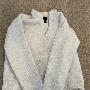 white kids fluffy half zip